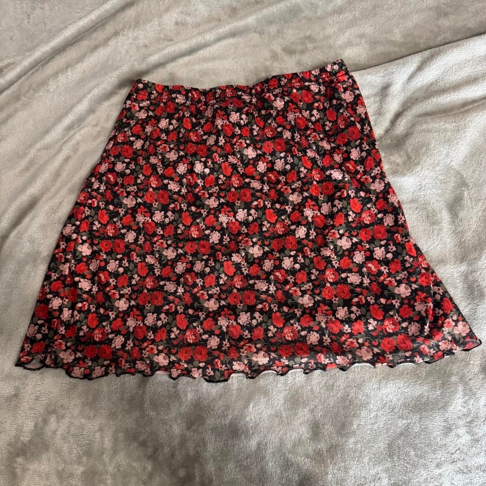 Y2K Floral Mesh Ruffle Mini Skirt aesthetic